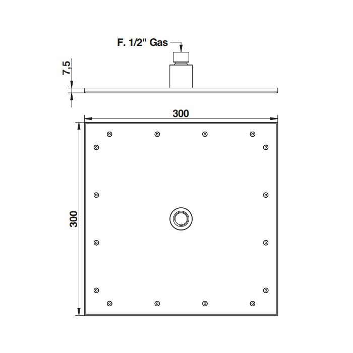 Bongio Soffioni Душевая головка 30х30 см, цвет хром 00879CR00