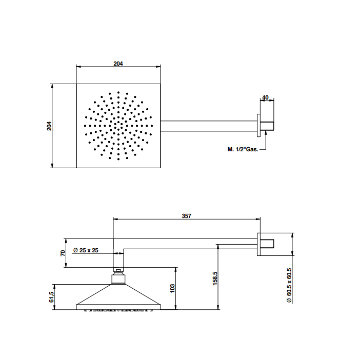 Bongio Stelth Душевая головка, цвет золото 01881OR00