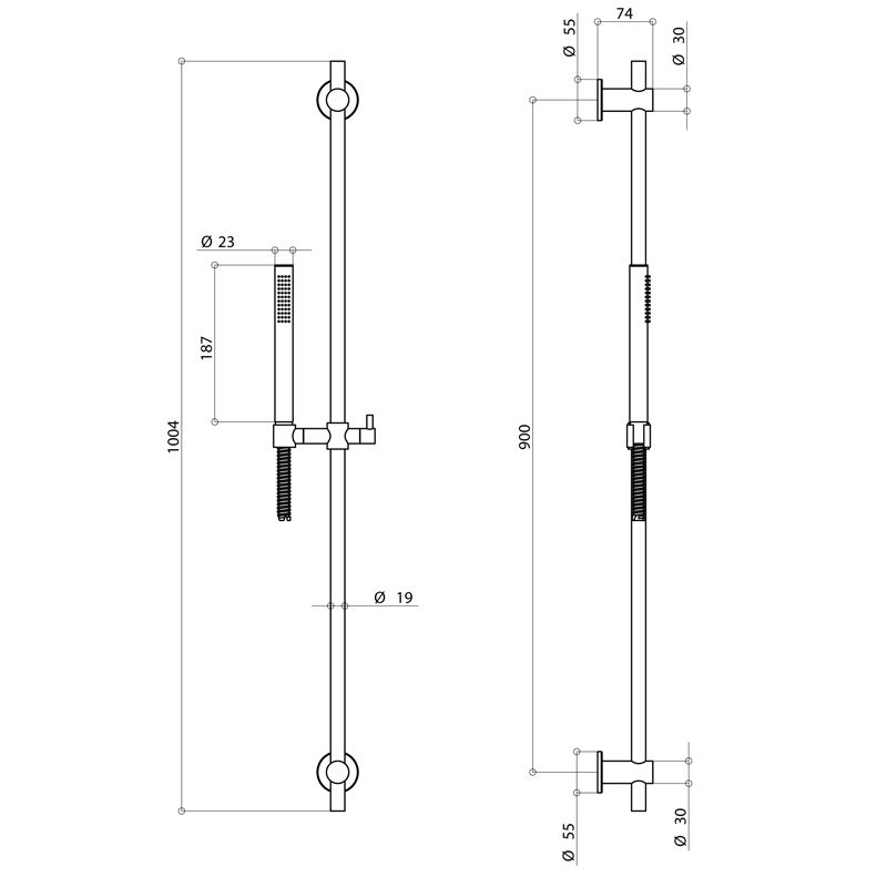 Bongio Time 2020 Душевой гарнитур: штанга, лейка, шланг, из нержавеющей стали, цвет: матовая сталь 70870AS00
