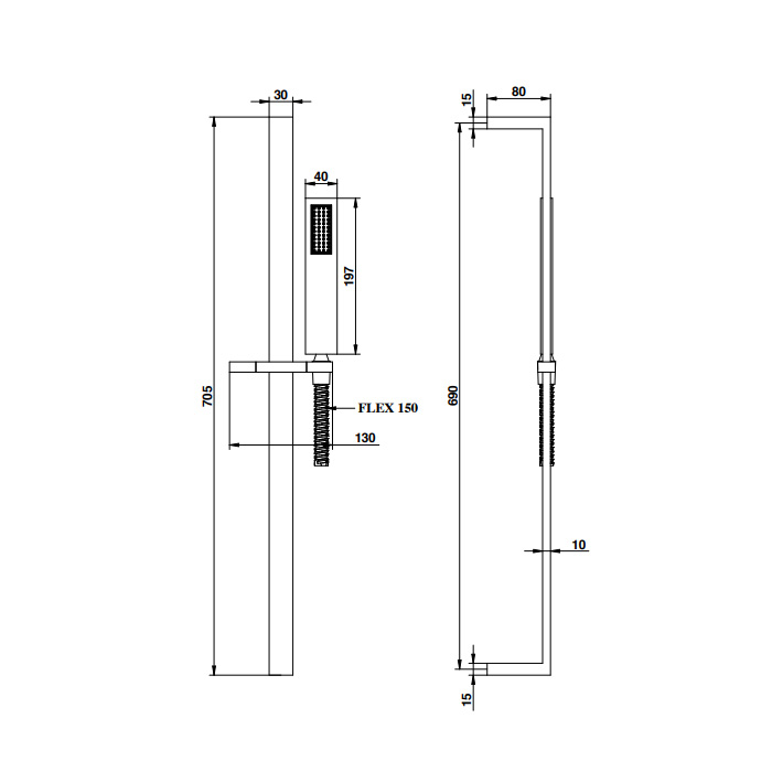 Bongio Душевой гарнитур: штанга, ручной душ, шланг 150 см, цвет: хром 00878CR00