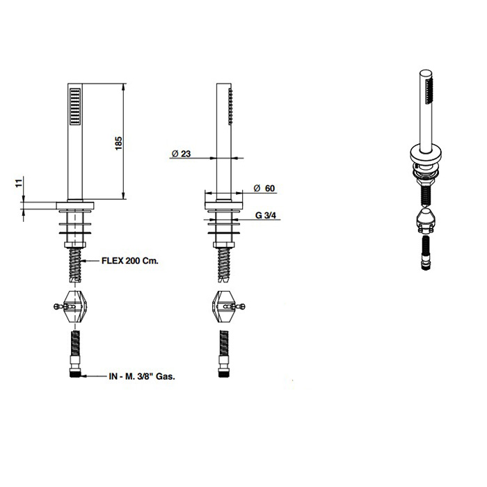 Bongio Fleur Ручной душ встраиваемый, цвет золото 00844OR00