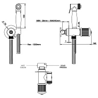 Bongio Смеситель прогрессивный, с гигиенич. душем, держателем, цвет золото 06916OR00