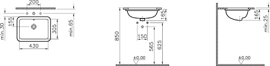 VitrA S20 Раковина встраиваемая снизу 50x37см, цвет: белый 5474B003-0618