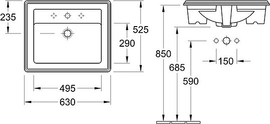 Villeroy & Boch Hommage Раковина 63x52,5x16,5h см, цвет: alpin 710263R1