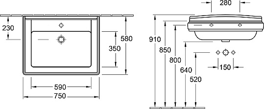 Villeroy & Boch Hommage Раковина 75x58x27h см, цвет: alpin 710175R1