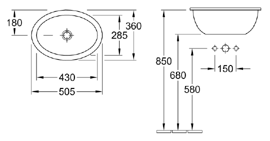 Villeroy & Boch Loop & Friends Раковина 50,5x36x17h см, цвет: alpin 61551001