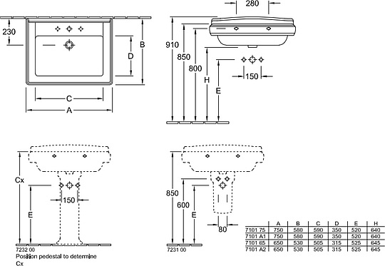 Villeroy & Boch Hommage Раковина 75x58x27h см, цвет: alpin 7101A1R1
