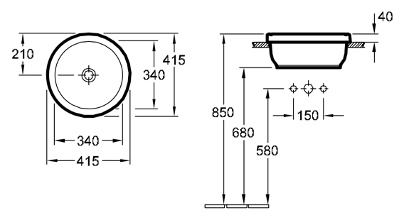 Villeroy & Boch Architectura Раковина 41,5x41,5x17h см, цвет: alpin 41654001