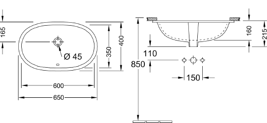 Villeroy & Boch O'Novo Раковина встраиваемая 60х35х21,5h, цвет: белый альпин 41626001