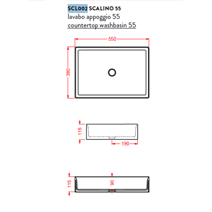 ArtCeram Scalino Раковина чаша 55x38x11,5h см, без перелива, цвет: glossy white SCL002 01 00