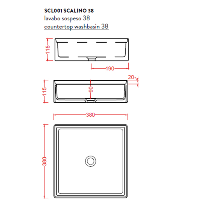 ArtCeram Scalino Раковина чаша 38x38x11,5h см, без перелива, цвет: glossy white SCL001 01 00