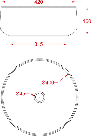 ArtCeram Cognac Раковина чаша d42x16h см, без перелива, покрытие Saniglaze, цвет: glossy white COL001 01 56