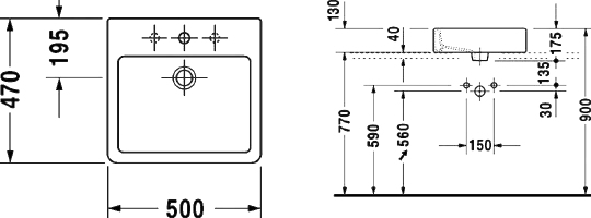 Раковина Duravit Vero  50 см 0452500000