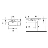 Duravit DuraStyle Раковина подвесная прямоугольная с 1 отв 65x44x17h см, цвет: белый 2319650000