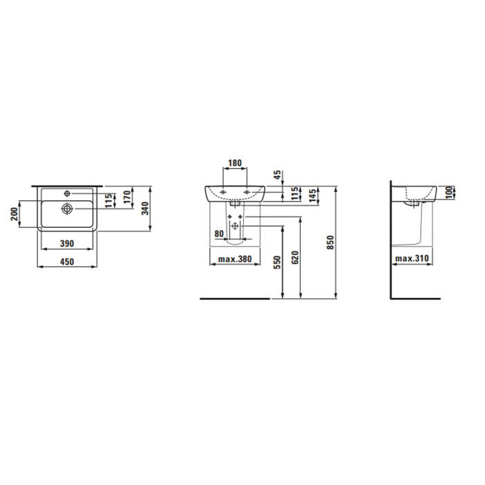 Рукомойник Laufen Pro 8.1195.1.000.104.1