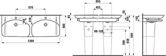 Раковина Laufen Palace New  двойная 8.1070.8.000.104.1