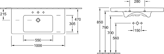Villeroy & Boch Subway 2.0 Раковина 100x47x16h см, цвет: alpin 7175A0R1