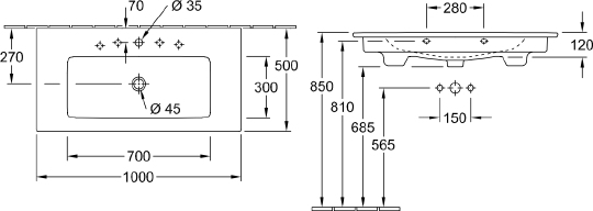 Villeroy & Boch Venticello Раковина 100x50x16,5h см, цвет: alpin 4104ALR1