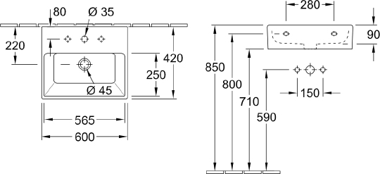 Villeroy & Boch Memento Раковина 60x42x14h см 51336LR1