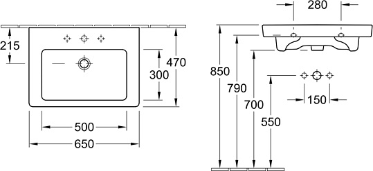 Villeroy & Boch Subway 2.0 Раковина 65x47x15h см, цвет: alpin 7113FA01