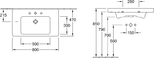 Villeroy & Boch Subway 2.0 Раковина 80x47x16h см, цвет: alpin 71758001