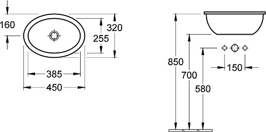 Villeroy & Boch Loop & Friends Раковина 45x32x15h см, цвет: alpin 61550001