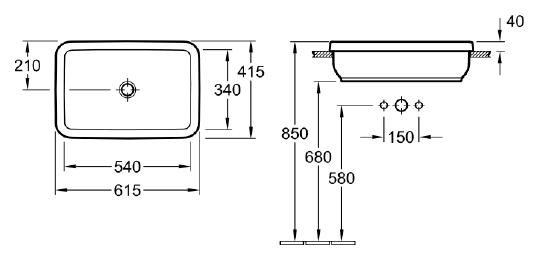 Villeroy & Boch Architectura Раковина 61,5x41,5x17h см, цвет: alpin 41676001