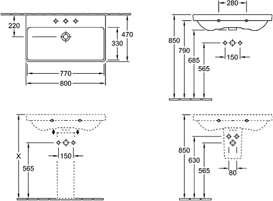 Villeroy & Boch Avento Раковина 80x47x16,5h см, цвет: alpin 41568001