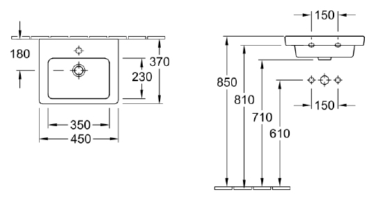 Villeroy & Boch Subway 2.0 Раковина 45x37x14h см, цвет: alpin 7315F501