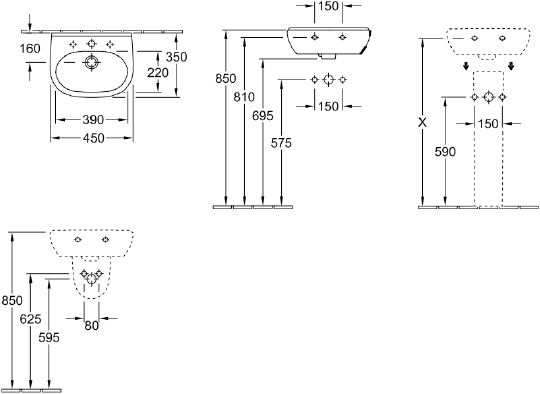 Villeroy & Boch O'Novo Раковина 45x35x15,5h см, цвет: alpin 53604501