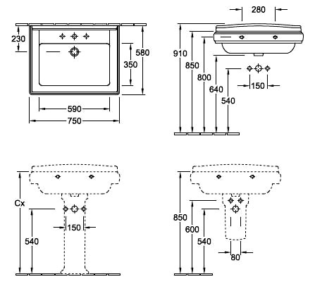 Villeroy & Boch Hommage Раковина 65x53x27h см, цвет: alpin 710165R1