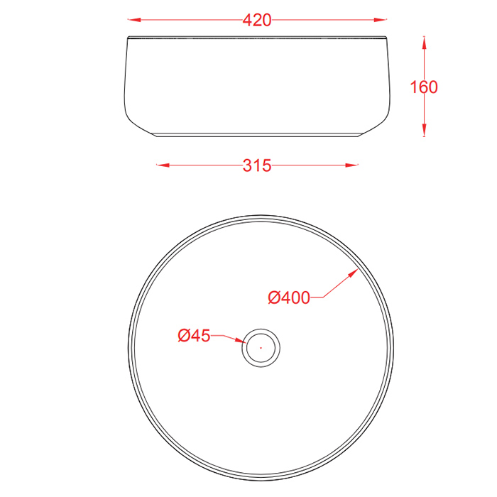 ArtCeram Cognac Раковина чаша d42x16h см, без перелива, покрытие Saniglaze, цвет: glossy white COL001 01 00