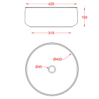 ArtCeram Cognac Раковина чаша d42x16h см, без перелива, покрытие Saniglaze, цвет: glossy white COL001 01 00