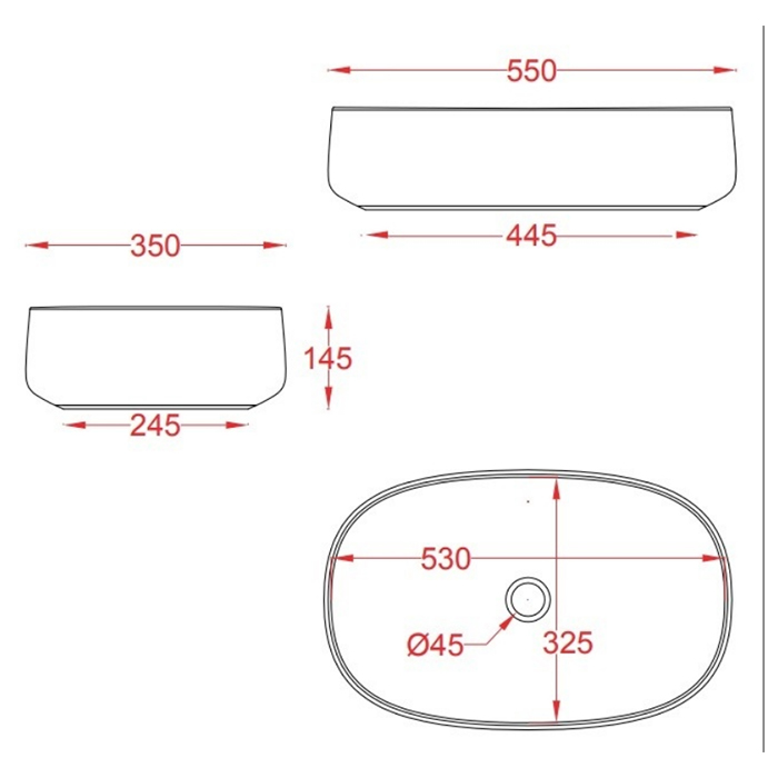 ArtCeram Cognac Раковина чаша 55x35x14,5h см, без перелива, покрытие Saniglaze, цвет: glossy black COL003 03 00