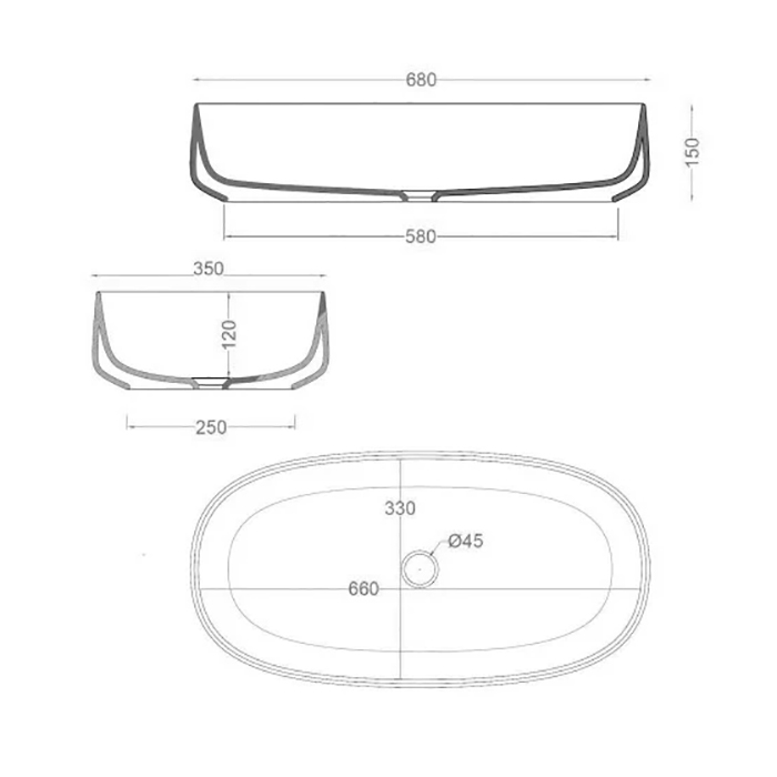 ArtCeram Cognac Раковина чаша 68x35x15h см, без перелива, покрытие Saniglaze, цвет: brown matera COL005 41 00