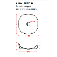 ArtCeram Ghost Раковина чаша 42x42x12,5h см, без перелива, цвет: glossy white GHL001 01 00