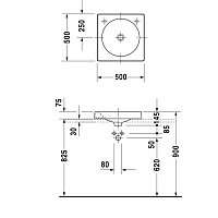Duravit Architec Раковина, шлифованный вариант, 50x50 см, цвет белый 320500009