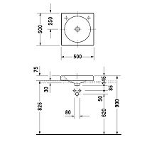 Duravit Architec Раковина, шлифованный вариант, 50x50 см, цвет белый 320500008