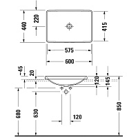 Duravit D-Neo Раковина встраиваемая сверху 60х44 cм, цвет белый 0358600079