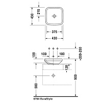 Duravit DuraStyle Раковина, шлифованный вариант, 43x43 cм, цвет белый 349430000
