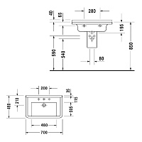 Duravit Starck 3 Раковина 70х49 cм, с переливом, цвет белый 0304700000