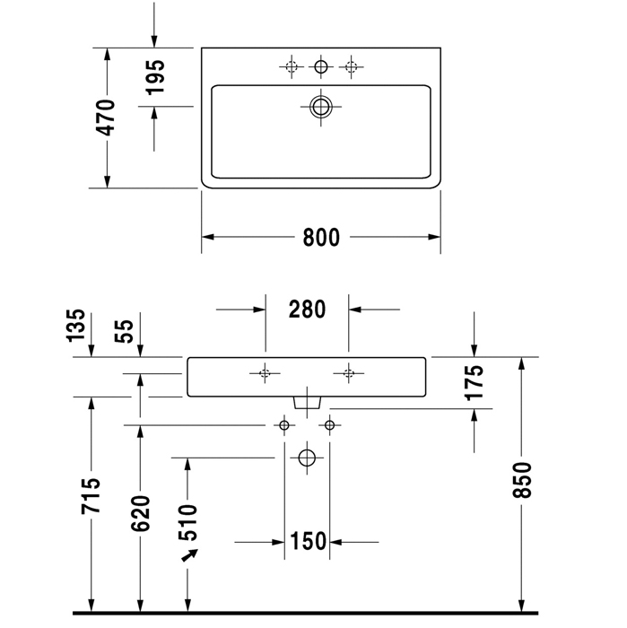 Duravit Vero Раковина 80x47 cм, для мебели, цвет белый 0454800000
