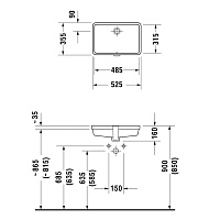 Duravit Vero Раковина подстольного монтажа 52,5х35см (вн 45,8,5х31,5), с перел., с креп, цвет:белый 0330480000