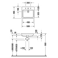 Duravit Vero Раковина для встраивания сверху, с перел., цвет белый 0315500000
