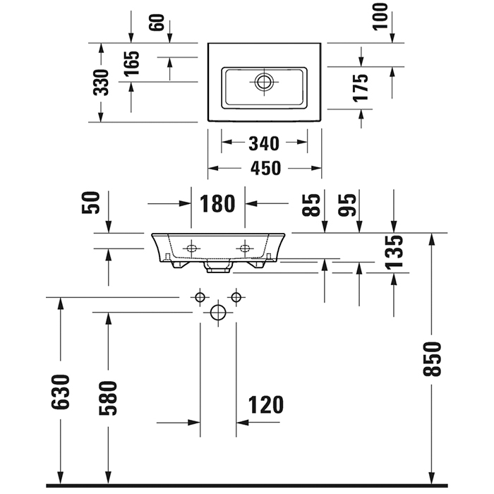 Duravit White Tulip Раковина 45х33 cм, цвет белый 0737450070