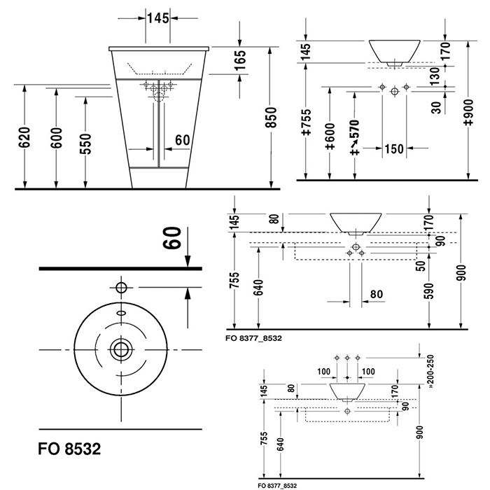 Duravit Раковина накладная круглая 33 cм, с переливом, цвет белый 0408330000