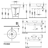 Duravit Раковина накладная круглая 33 cм, с переливом, цвет белый 0408330000