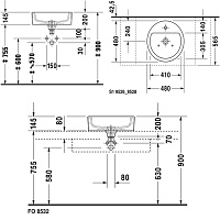 Duravit Раковина накладная круглая 48 cм, с переливом, цвет белый 446480000