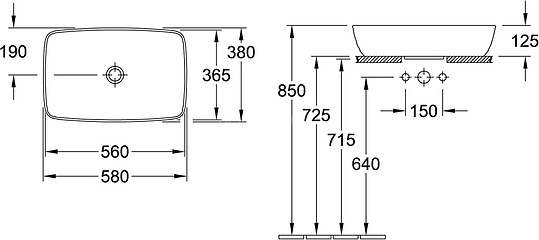 Villeroy & Boch Artis Раковина 58x38x12,5h см, цвет: alpin 417258R1