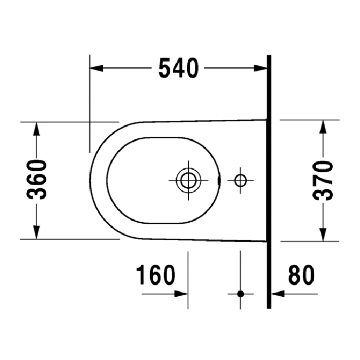 Duravit Starck Биде подвесное 37х54 cм с 1 отверстием под смеситель и переливом, цвет: белый 2271150000